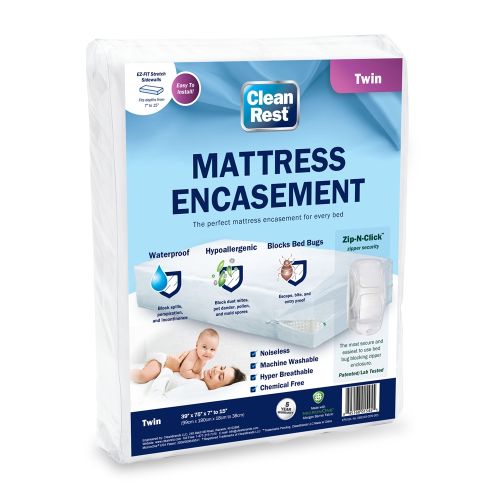 Housse de matelas CleanRest, 100 % polyester, lit simple, blanc, 39 x 75, profondeur jusqu’à 15 po, blanc